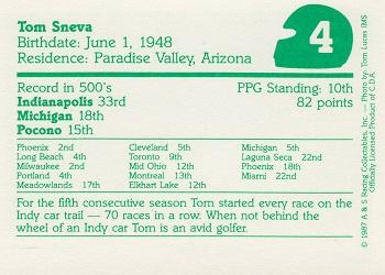 1987 A & S Racing Indy #4 Tom Sneva Back