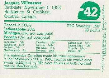 1987 A & S Racing Indy #42 Jacques Villeneuve Back