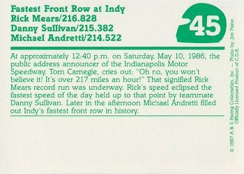 1987 A & S Racing Indy #45 Danny Sullivan / Rick Mears / Michael Andretti Back
