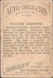 1911 American Tobacco Co. Auto Drivers #NNO Walter Christie Back