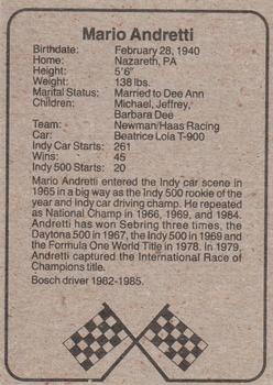 1986 Bosch Indy #NNO Mario Andretti Back