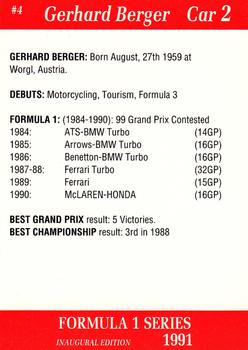1991 Carms Formula 1 #4 Gerhard Berger Back