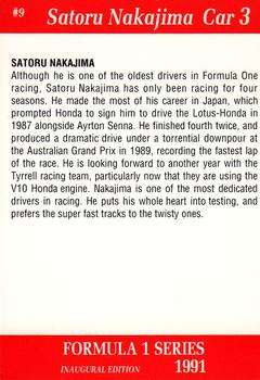 1991 Carms Formula 1 #9 Satoru Nakajima Back