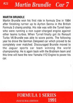 1991 Carms Formula 1 #21 Martin Brundle Back