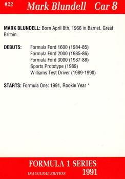 1991 Carms Formula 1 #22 Mark Blundell Back