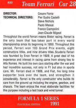 1991 Carms Formula 1 #80 Jean Alesi Back