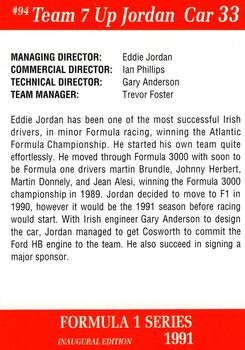 1991 Carms Formula 1 #94 Andrea de Cesaris Back