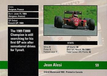 1992 Grid Formula 1 #59 Jean Alesi Back