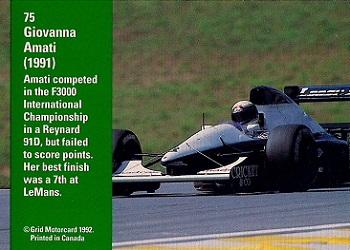 1992 Grid Formula 1 #75 Giovanna Amati Back
