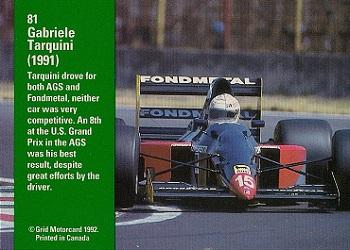 1992 Grid Formula 1 #81 Gabriele Tarquini Back
