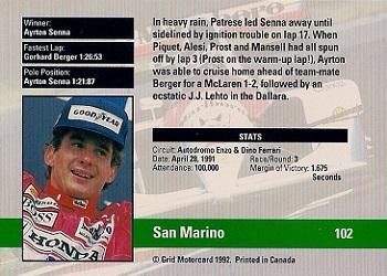 1992 Grid Formula 1 #102 San Marino GP Back