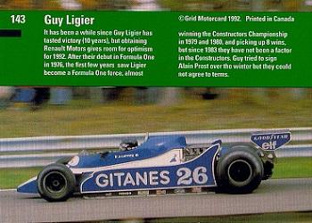 1992 Grid Formula 1 #143 Guy Ligier Back