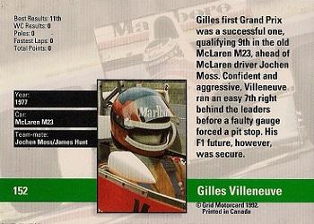 1992 Grid Formula 1 #152 Villeneuve/McLaren Back