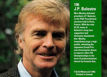 1992 Grid Formula 1 #196 J P Balestre Back