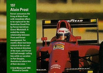 1992 Grid Formula 1 #197 October 29, 1991/Prost/Port Douglas Back