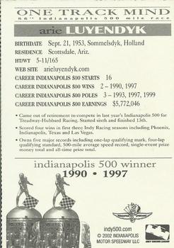 2002 Indianapolis 500 #NNO Arie Luyendyk Back