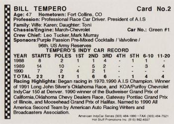 1991 Langenberg Hot Stuff American IndyCar Series #2 Bill Tempero Back