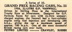 1962 Petpro Limited Grand Prix Racing Cars #25 Stirling Moss Back