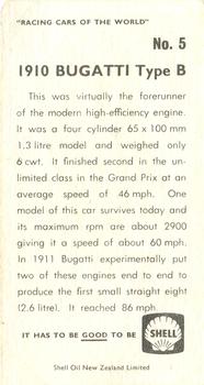 1970 Shell Racing Cars of the World #5 1910 Bugatti Back
