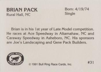 1991 Bull Ring #31 Brian Pack Back