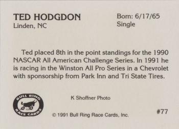 1991 Bull Ring #77 Ted Hodgdon Back