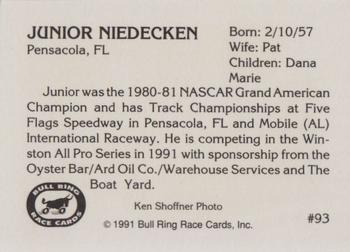 1991 Bull Ring #93 Junior Niedecken Back