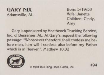 1991 Bull Ring #94 Gary Nix Back