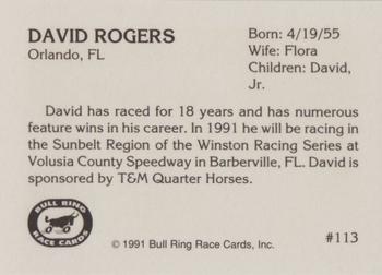 1991 Bull Ring #113 David Rogers Back