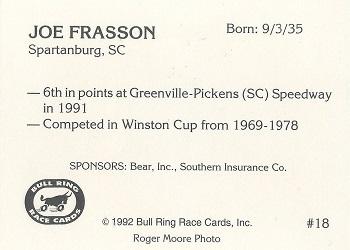 1992 Bull Ring #18 Joe Frasson Back