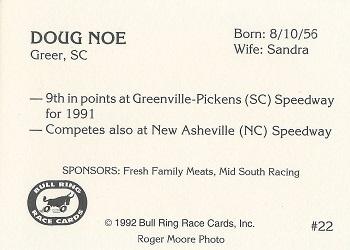 1992 Bull Ring #22 Doug Noe Back