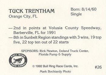 1992 Bull Ring #26 Tuck Trentham Back