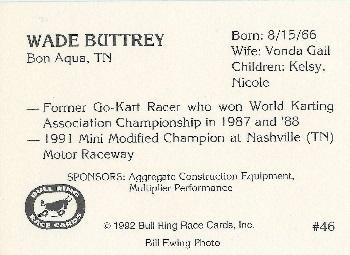 1992 Bull Ring #46 Wade Buttrey Back