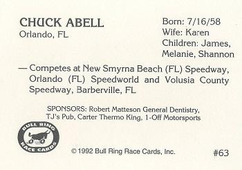 1992 Bull Ring #63 Chuck Abell Back