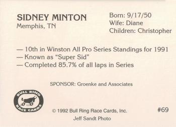 1992 Bull Ring #69 Sidney Minton Back