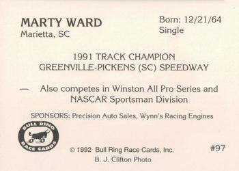 1992 Bull Ring #97 Marty Ward Back