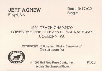 1992 Bull Ring #105 Jeff Agnew Back