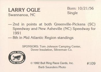 1992 Bull Ring #109 Larry Ogle Back