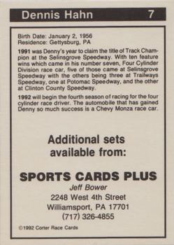 1992 Corter Selinsgrove and Clinton County Speedways #7 Dennis Hahn Back