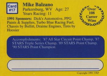 1991 Volunteer Racing Dirt Trax #17 Mike Balzano Back
