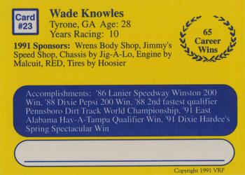 1991 Volunteer Racing Dirt Trax #23 Wade Knowles Back