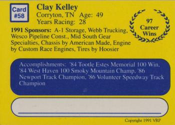 1991 Volunteer Racing Dirt Trax #58 Clay Kelley Back
