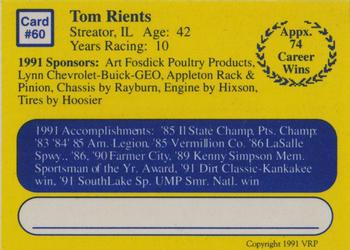 1991 Volunteer Racing Dirt Trax #60 Tom Rients Back