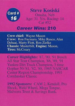 1992 Volunteer Racing Dirt Trax #16 Steve Kosiski Back