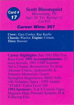 1992 Volunteer Racing Dirt Trax #17 Scott Bloomquist Back