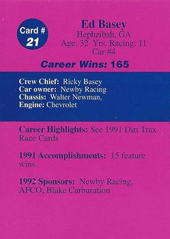 1992 Volunteer Racing Dirt Trax #21 Ed Basey Back