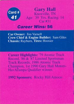 1992 Volunteer Racing Dirt Trax #41 Gary Hall Back