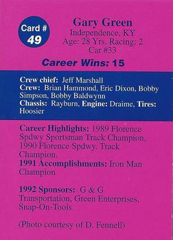 1992 Volunteer Racing Dirt Trax #49 Gary Green Back