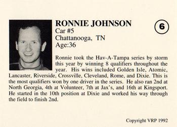 1992 Volunteer Racing Hav-A-Tampa #6 Ronnie Johnson's Car Back