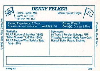 1992 JAGS #27 Denny Felker Back