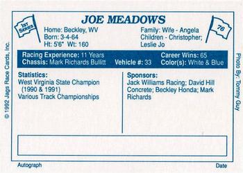 1992 JAGS #76 Joe Meadows Back